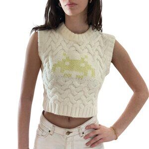 Special edition cream and yellow knitted vest with Invader 👾